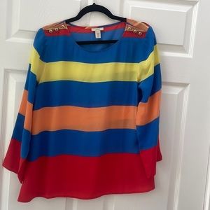 J Crew 100% silk striped blouse